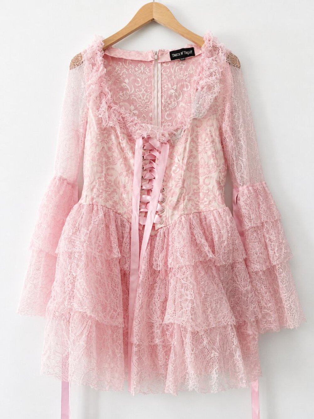 Dolls Kill Pink Marie Antoinette Lace Bow Corset Fairy Coquette Costume Dress M - Picture 2 of 10